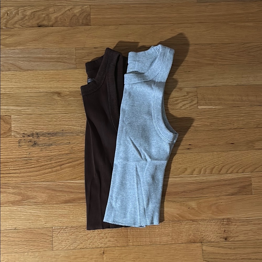 Brown and Gray Tank Top Casual Essential